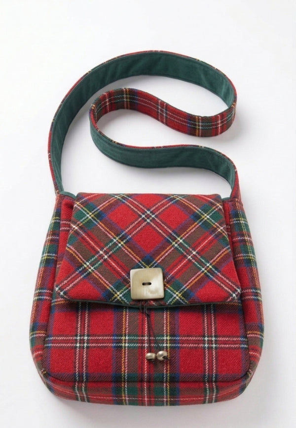 Multi Pockets Tartan Shoulder Bag