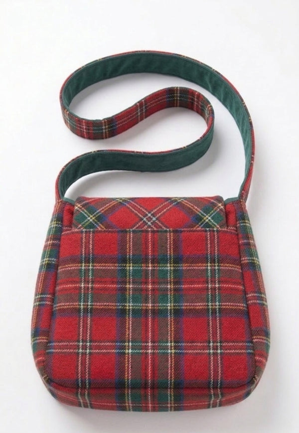 Multi Pockets Tartan Shoulder Bag