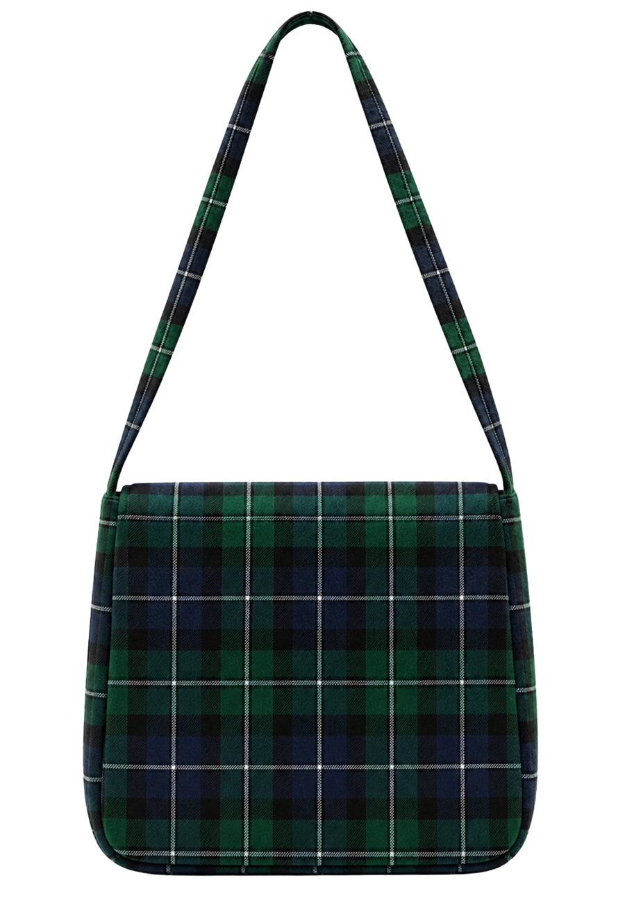 Multi Pockets Tartan Shoulder Bag