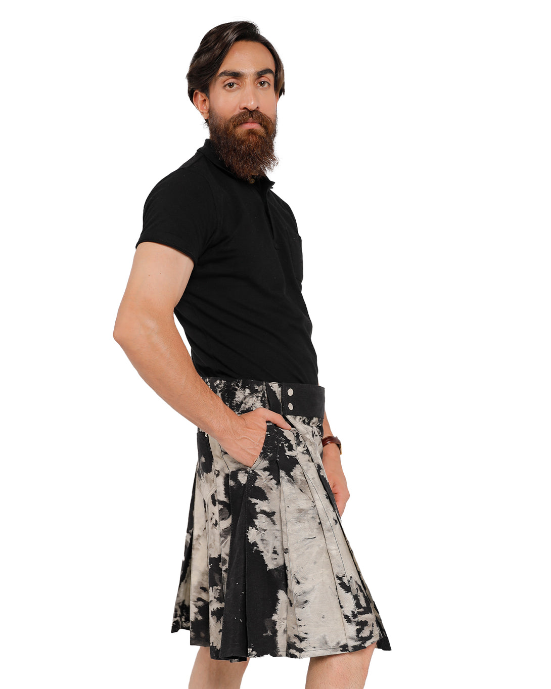 Side view of Nightfall Denim Kilt