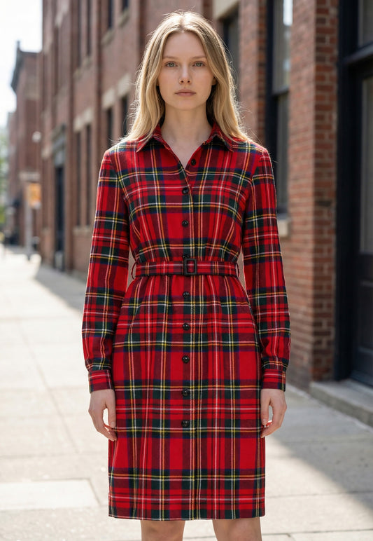 Buchanan Plaid Button-Front Shirt Dress
