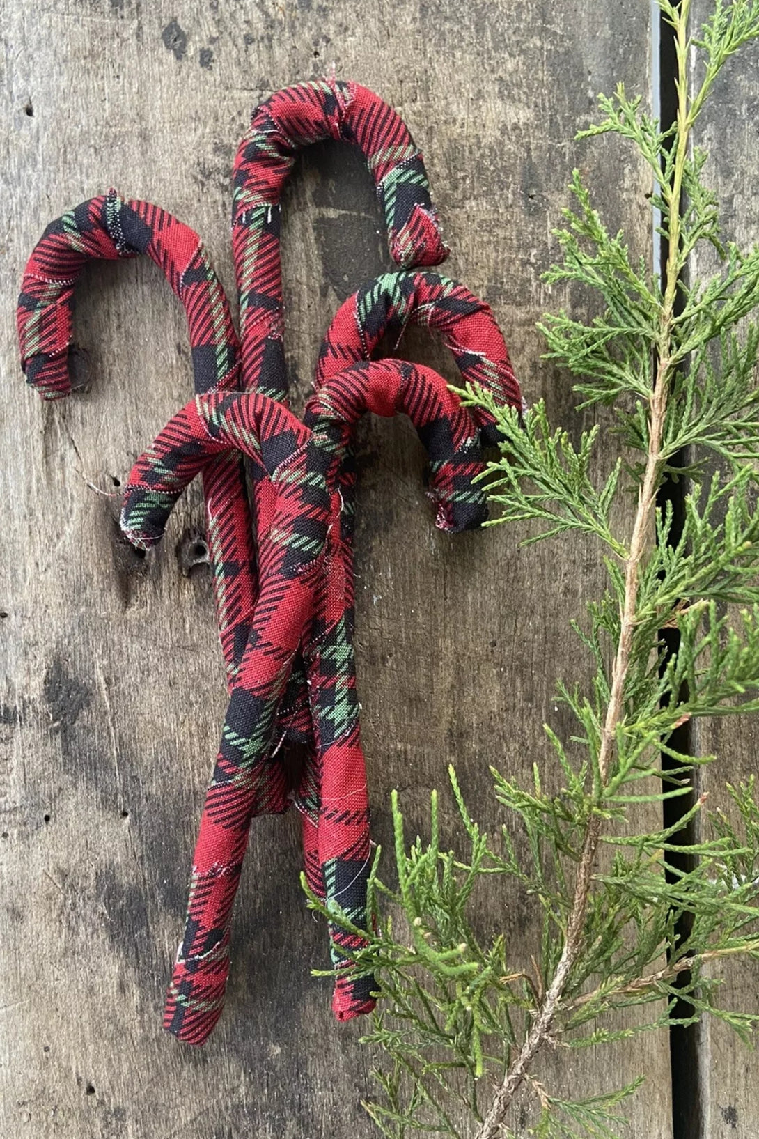 Plaid Candy Cane Ornament