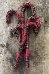 Décoration en forme de canne à sucre en tartan (paquet de 6)