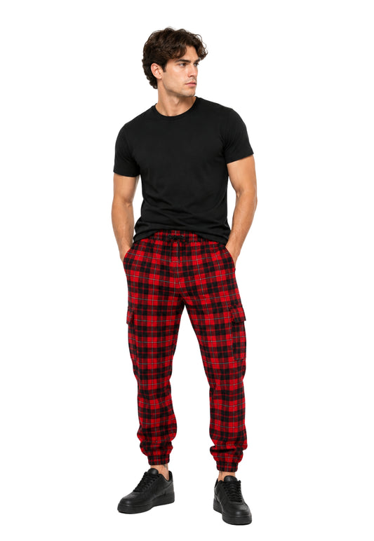 Plaid Cargo Jogger Pants