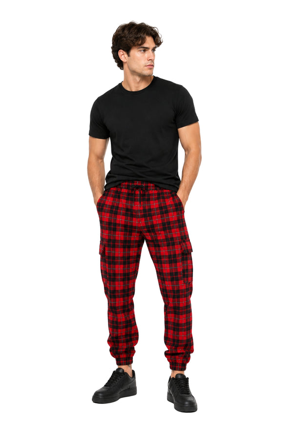 Plaid Cargo Jogger Pants