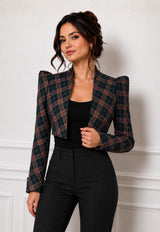 Plaid Cropped Blazer Jacket