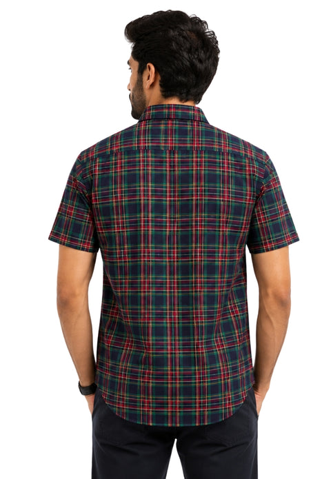 Black Watch Plaid Short Sleeve Button Shirt