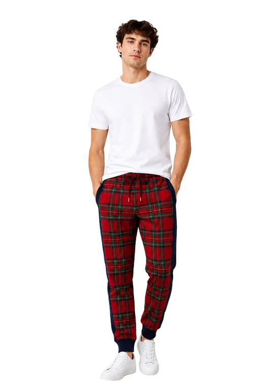 Plaid Side-Stripe Joggers Pants