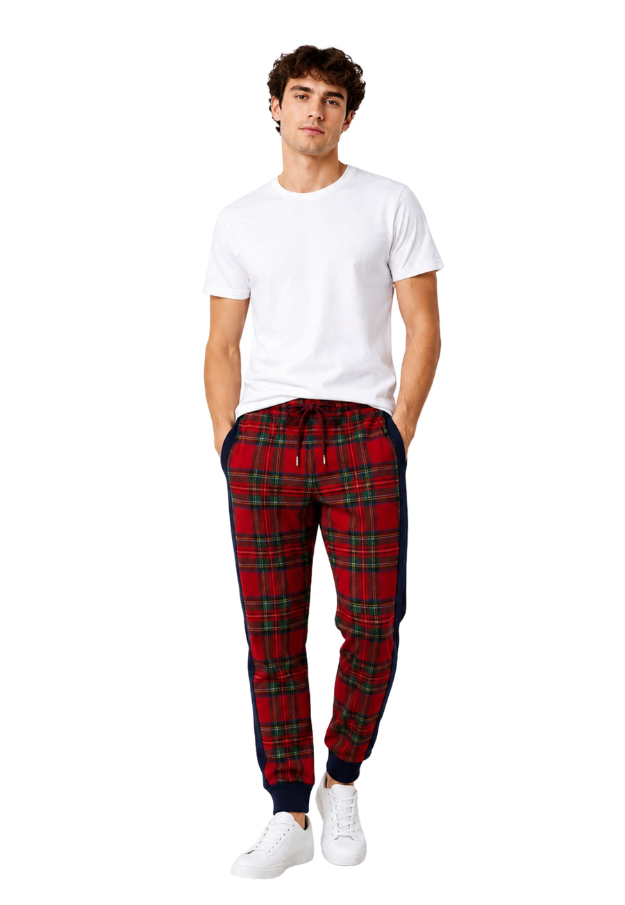 Plaid Side-Stripe Joggers Pants