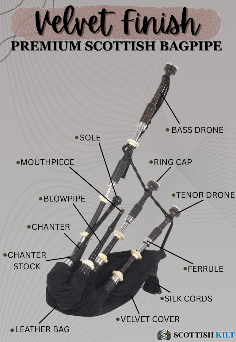 Premium Bag Pipe Music Rosewood - Velvet Finish