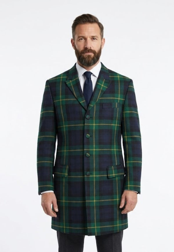 Veste mi-cuisse en tartan pour homme