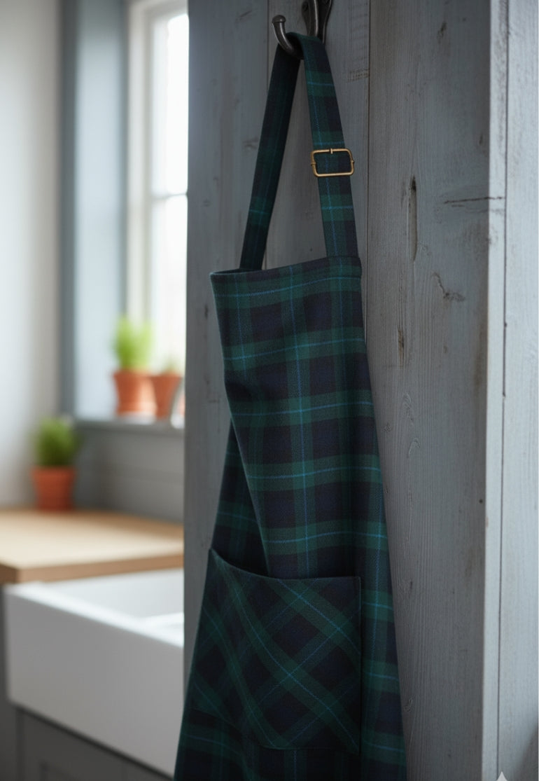 Tablier tartan avec grande poche avant