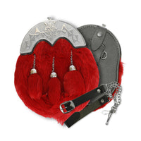 Robe ample en fourrure de lapin rouge Sporran