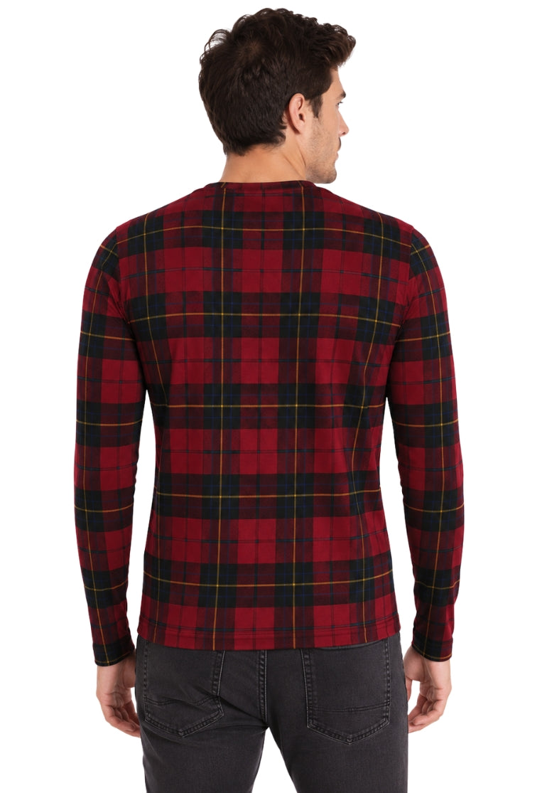Buchanan Round Neck Full Sleeve Tartan Polo Shirt