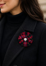 Round Tartan Flower Brooch