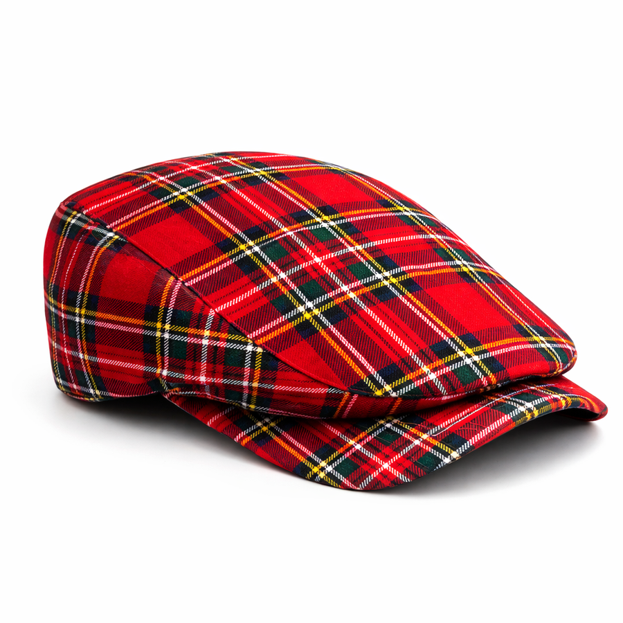 Royal Stewart Button Down Plaid Flat Cap