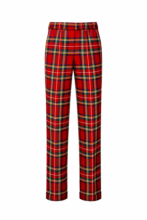 Royal Stewart Ladies Wide Tartan Trouser with Turn Up