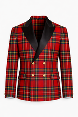 Royal Stewart Men's Double Breasted Tartan Dinner Jacket