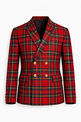 Royal Stewart Skinny Double-Breasted Tartan Jacket