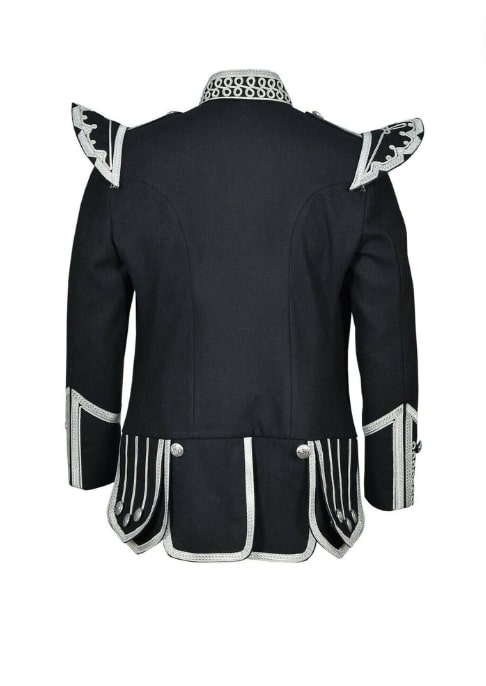 Black Military Drummer Doublet Zipper Jacket-back