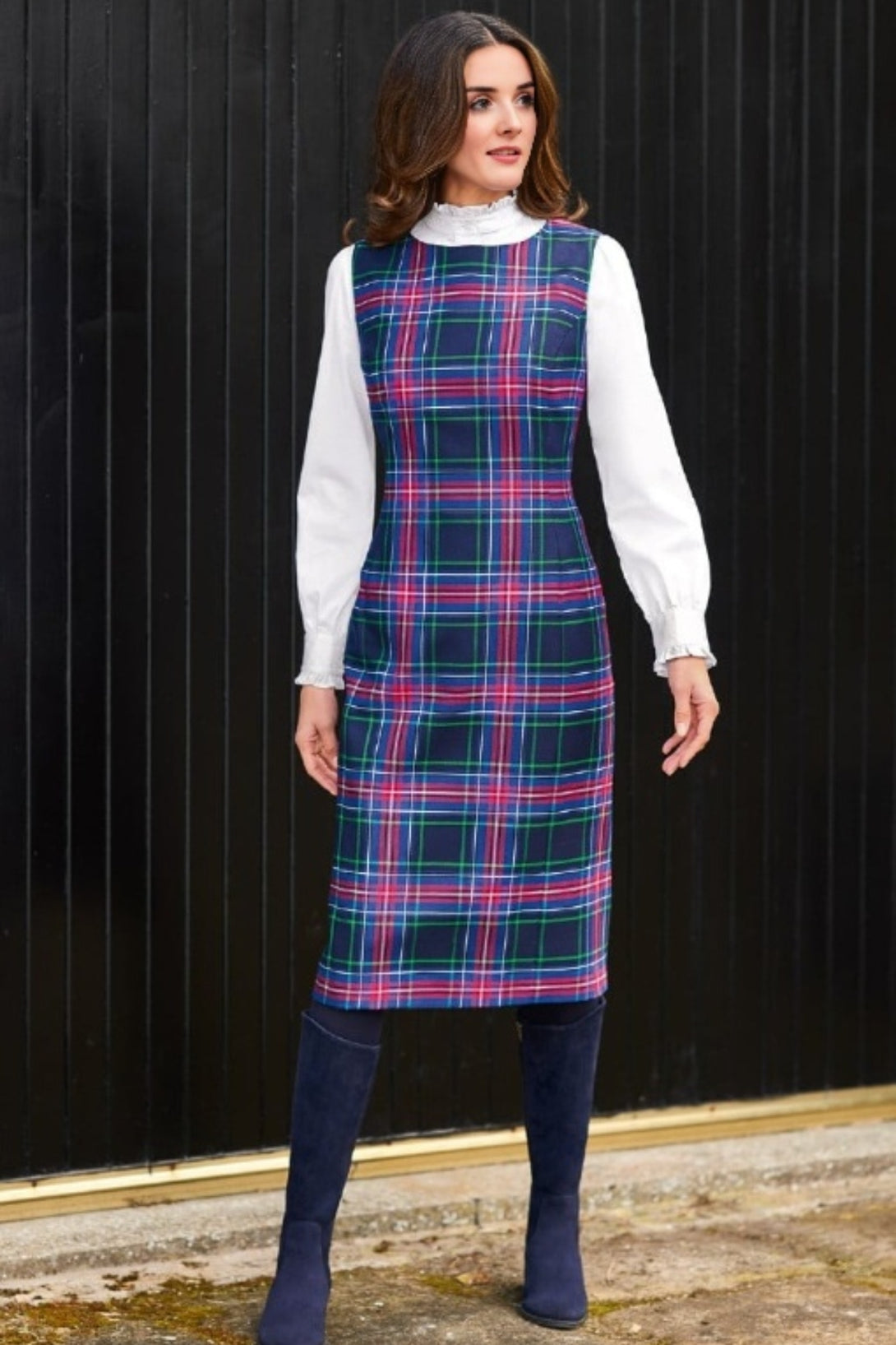 Sleeveless Tartan Shift Dress