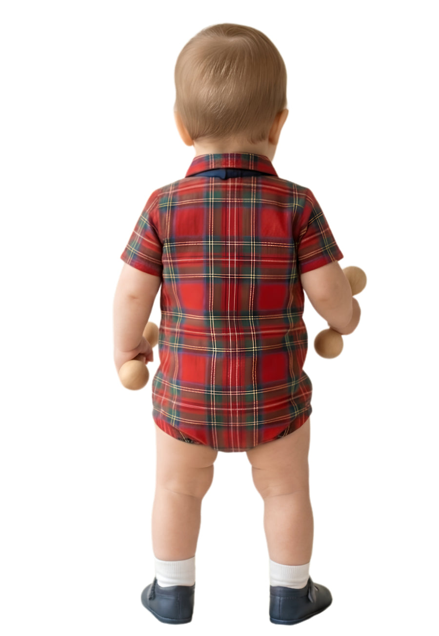 Tartan Baby Romper Ring Bearer Outfit
