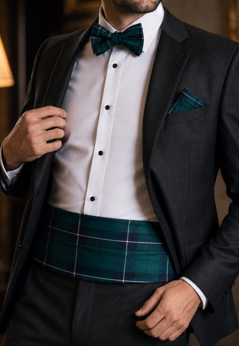 Ensemble ceinture de smoking et nœud papillon tartan