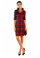 Tartan Ruffle Neck Dress
