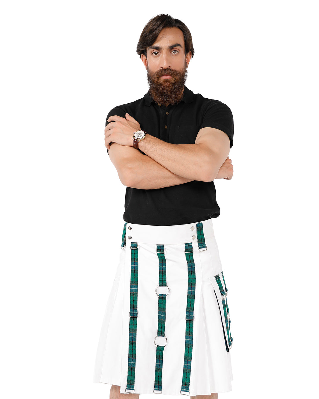 Front view of Tartan Strider Utility Kilt