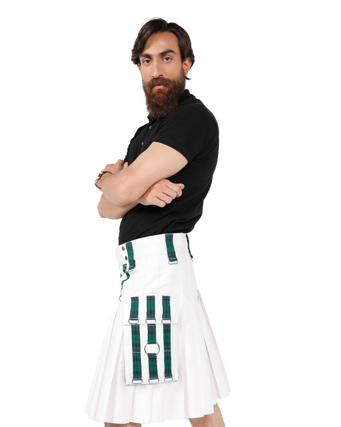 Side look of Tartan Strider Utility Kilt