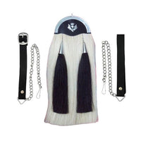 Sporran en crin de cheval blanc avec troussequin uni