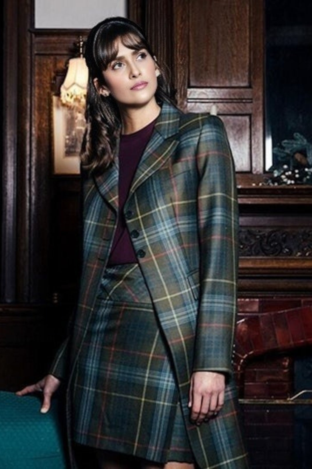 Longline Tartan Jacket for Womens