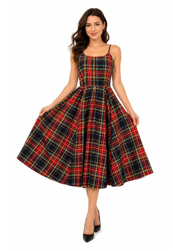 Women's Plaid Midi Dress