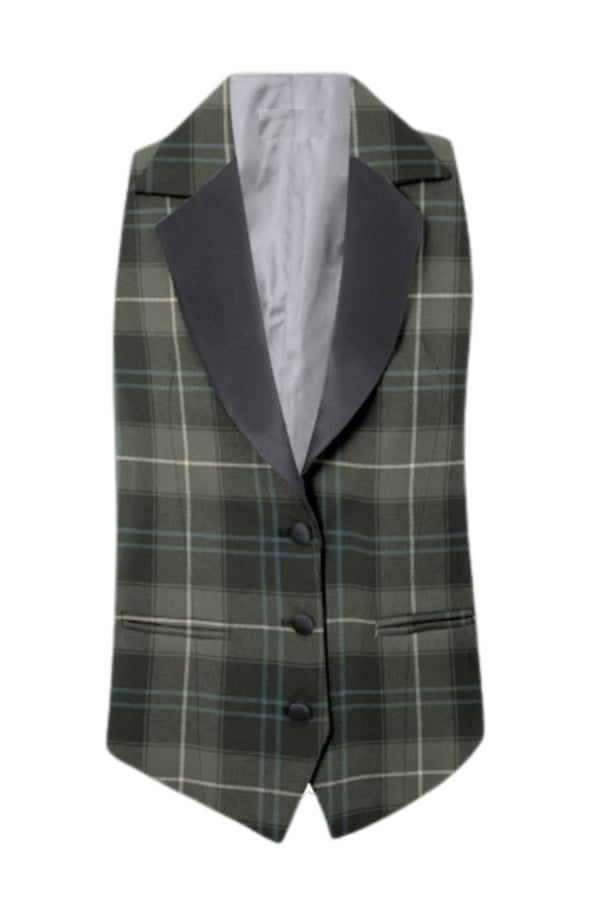 Gilet à revers en tartan pour femme