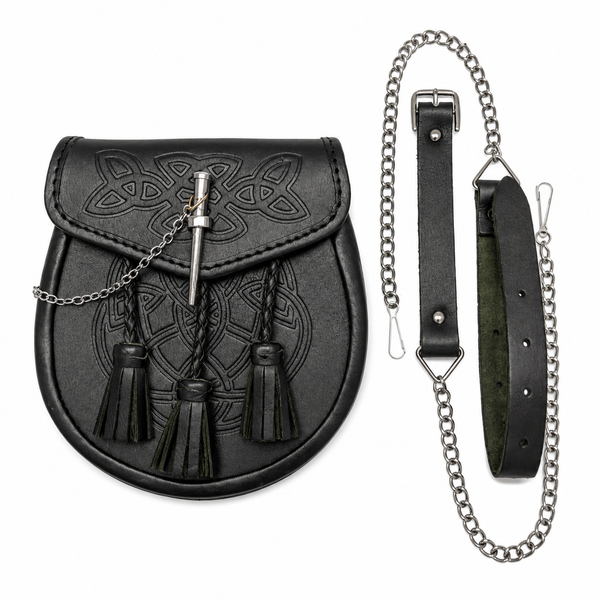 Semi robe en cuir gaufré Pin lock Sporran