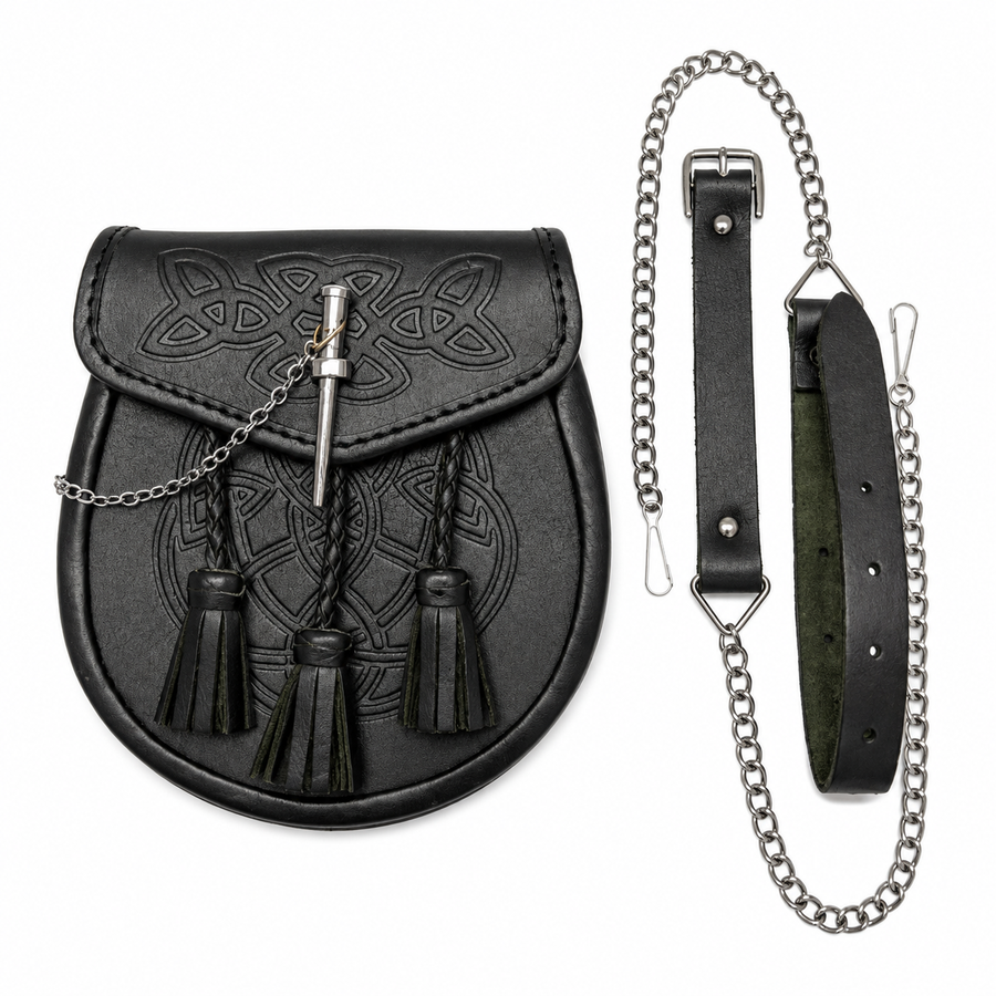 Semi robe en cuir gaufré Pin lock Sporran