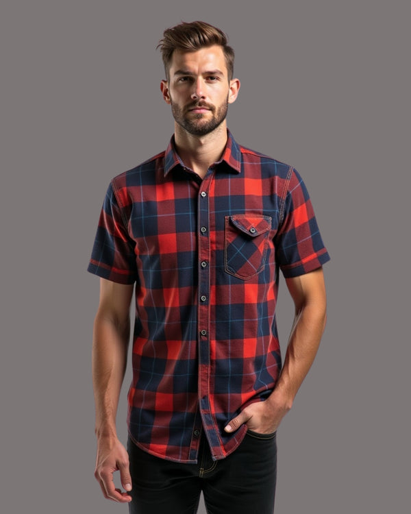 Plaid Short Sleeve Button Shirts