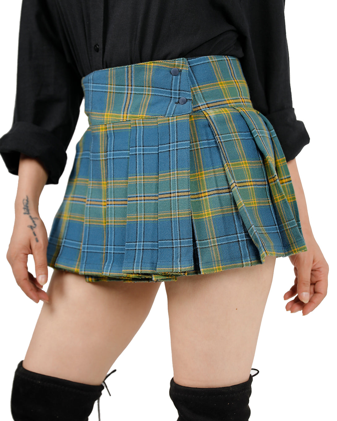 Plaid Pleated Mini Skirt for womens