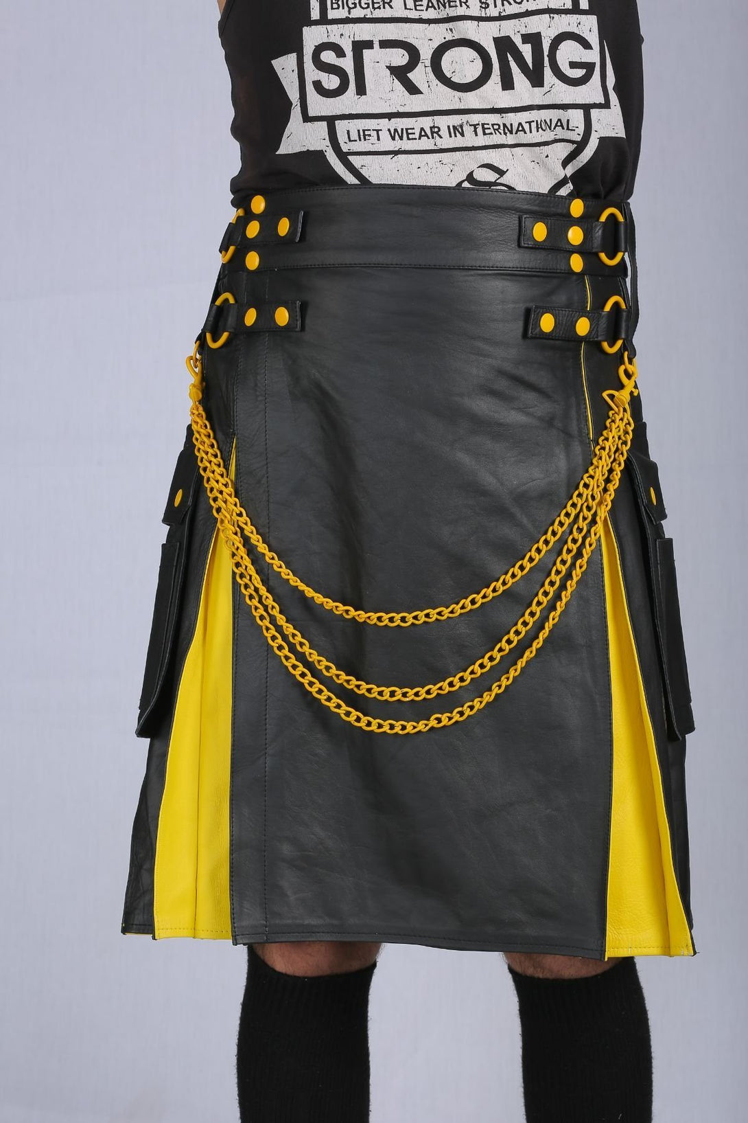 Yellow Exotic Hybrid Leather Kilt