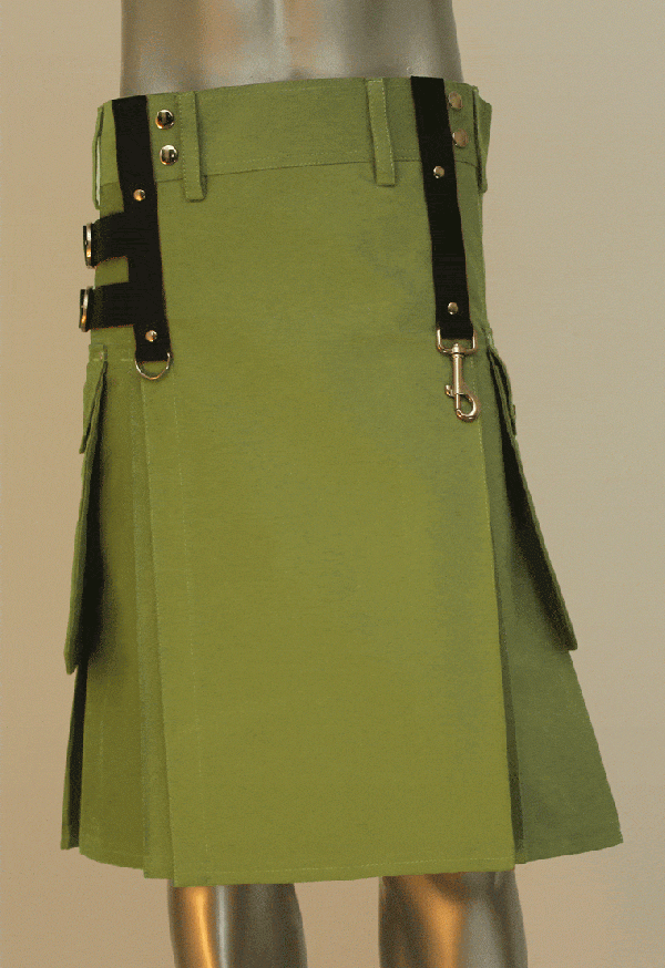 Aesthetic Kilt For SteamPunk In Green - Back Side View