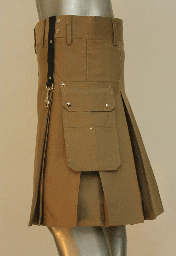 Aesthetic Kilt For SteamPunk In Khaki Pocket