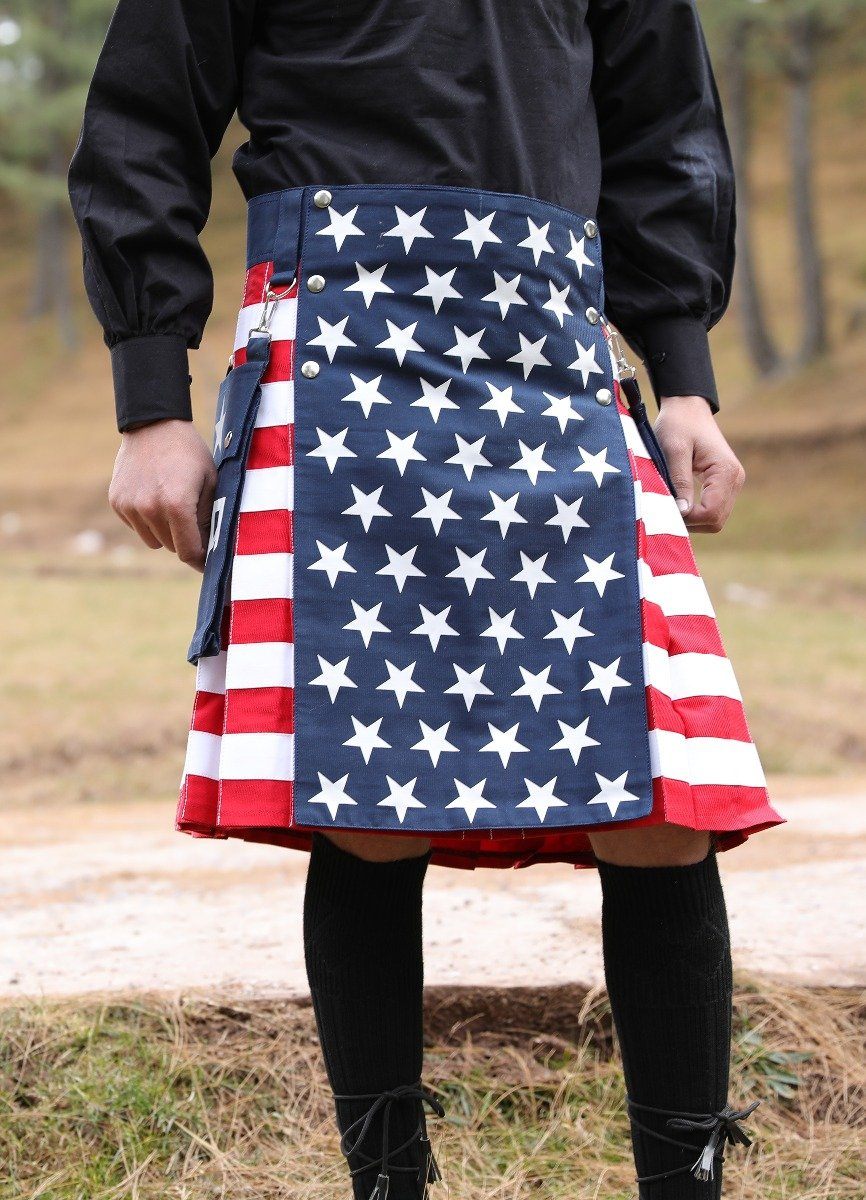 Patriotic flag kilts - Front Side View