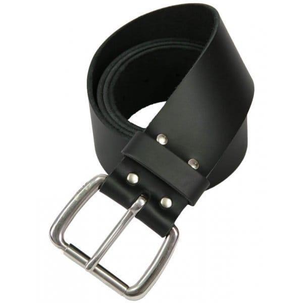 Black Leather Utility Kilt Belt Plain