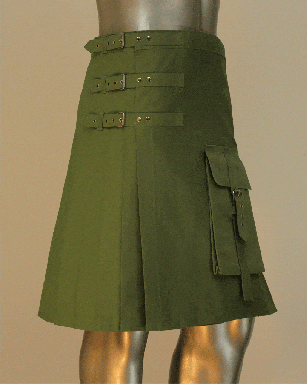 Brutal Grace Kilt For Active Men In Green - Right Side View