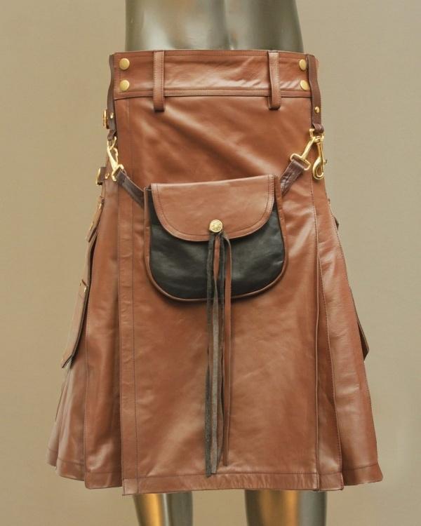 Celtic Leather Kilt Front