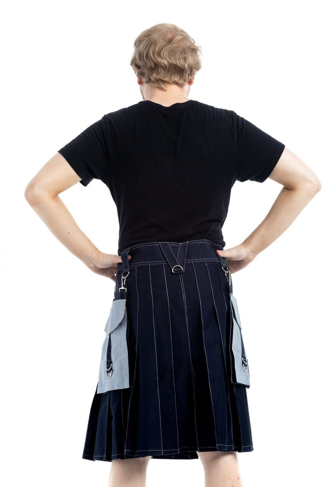 Contrast Pocket Kilt for Royal Men - Back Side View