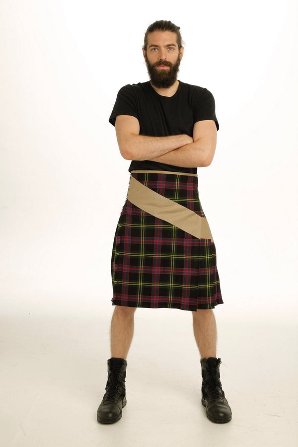 Khaki Belt Hybrid Kilt - Front Side View