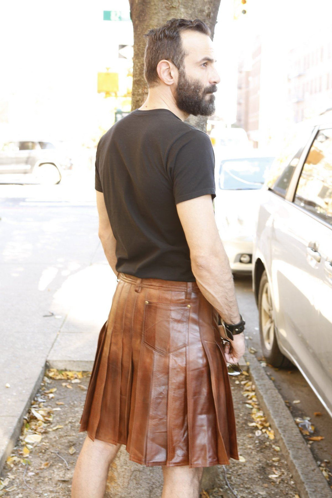 Cowhide Leather Kilt - Back Side View