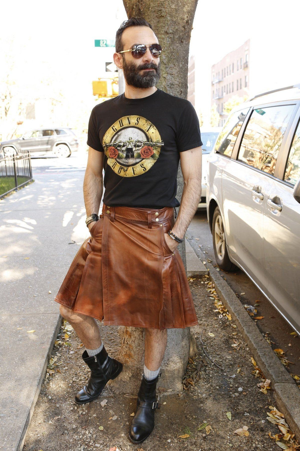 Kilt en cuir de vachette pour homme Kilts en cuir véritable pour