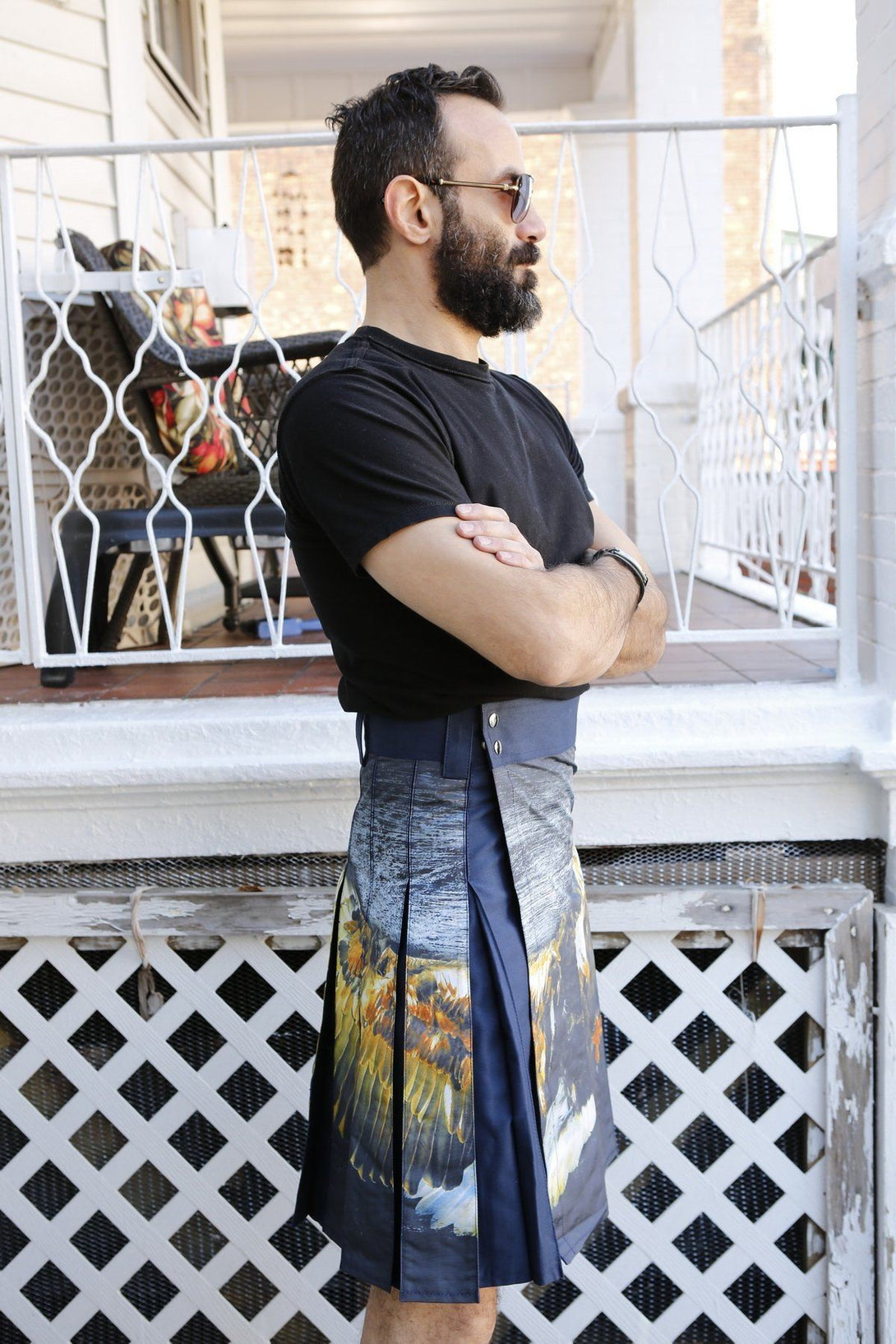 Printed Kilt for Fashionable Men - Right Side View